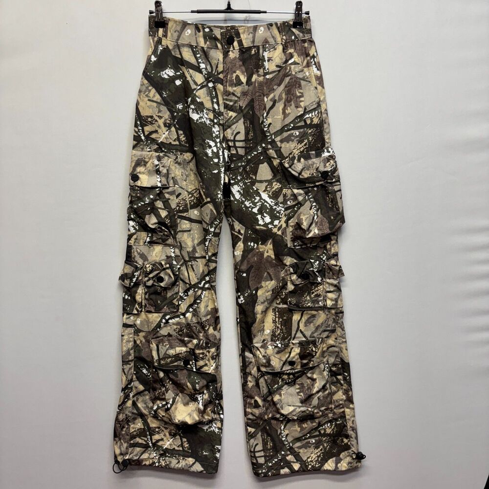 Smoke Rise Red Men Baggy Cargo Camo Utility Pants Size Medium Polyester C099 -27